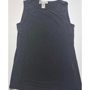 VTG Ronni Nicole by Ouida women's black/white polka dot sleeveless shirt sz. 12‎